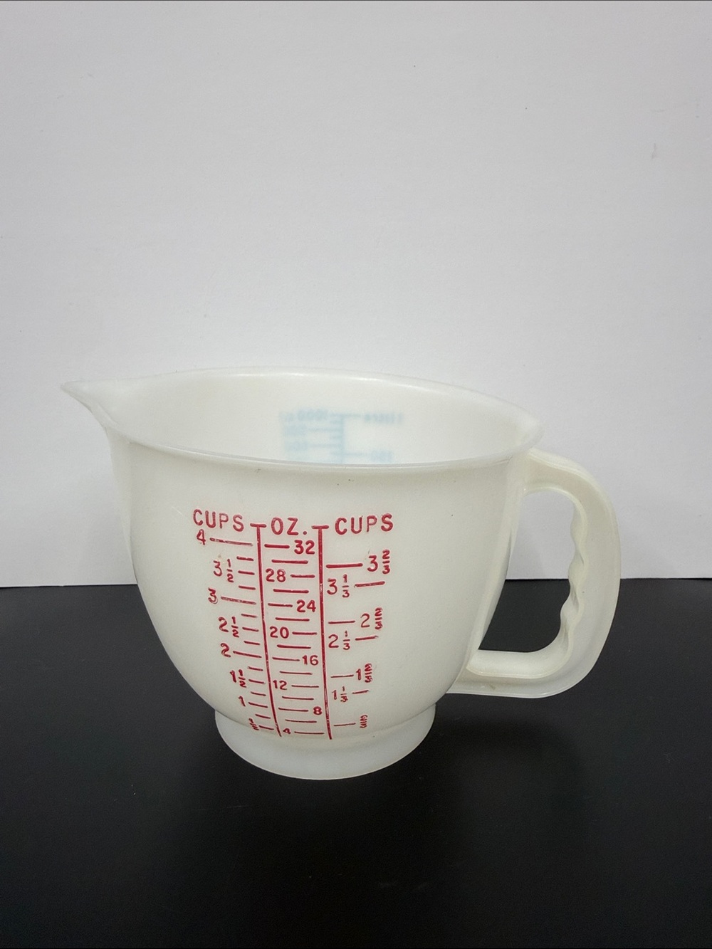 Vintage Tupperware White Measuring Pitcher with Red Markings